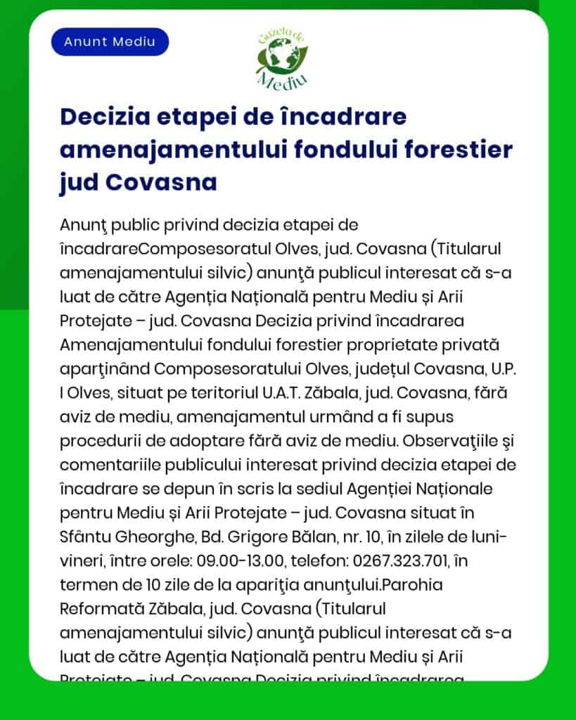 Nu pot furniza textul solicitat deoarece nu ai inclus anunțul Te rog să atașezi conținutul exact al anunțului pentru a putea reda strict textul acestuia conform instrucțiunilor