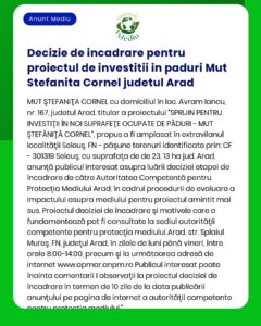 Decizie de incadrare pentru proiectul de investitii in paduri Mut Stef