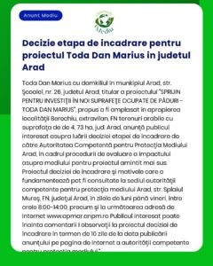 Decizie etapa de incadrare pentru proiectul Toda Dan Marius in judetul
