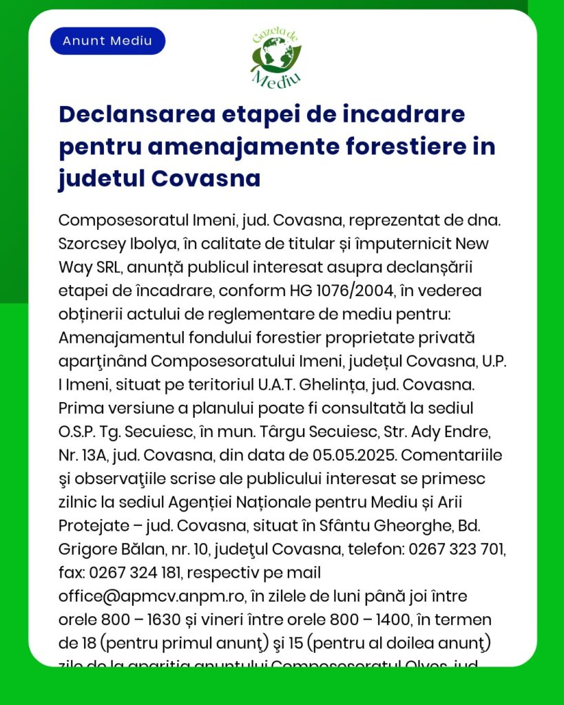 Declansarea etapei de incadrare pentru amenajamente forestiere in jude