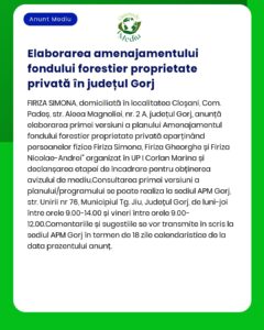 Elaborarea amenajamentului fondului forestier proprietate privată în j