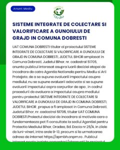 Sistem integrat de colectare și valorificare a gunoiului de grajd în comuna Dobrești județul Bihor QR cod pentru informații suplimentare