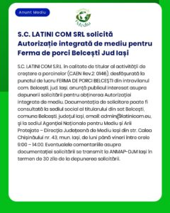 S.C. LATINI COM SRL solicită Autorizație integrată de mediu pentru Fer