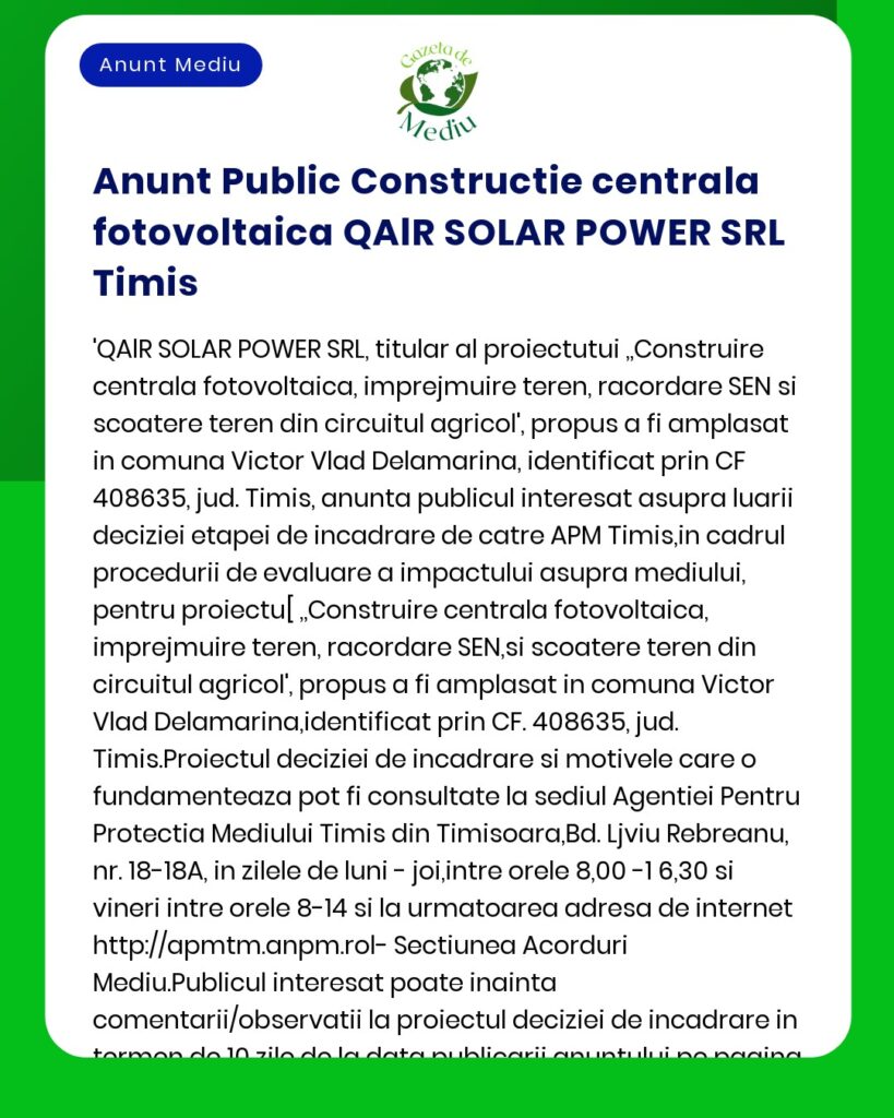 Nu pot reda textul anunțului deoarece acesta nu a fost furnizat