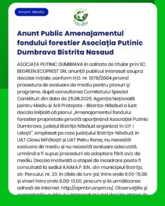Anunt Public Amenajamentul fondului forestier Asociația Putinic Dumbra