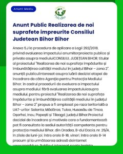 Anunt Public Realizarea de noi suprafete impreurite Consiliul Judetean