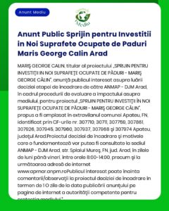 Anunt Public Sprijin pentru Investitii in Noi Suprafete Ocupate de Pad