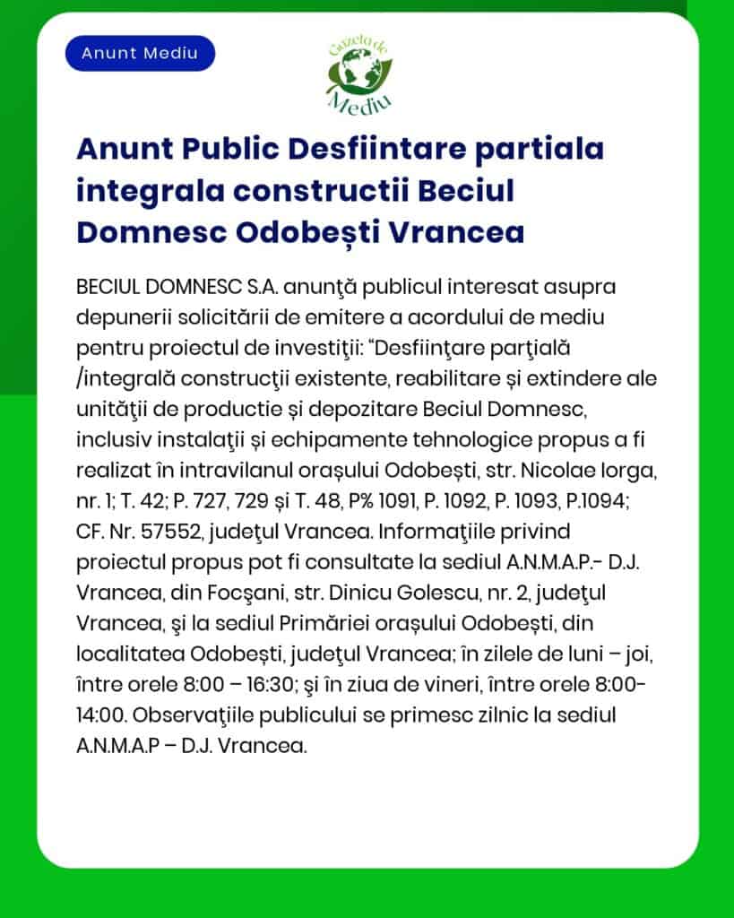 Nu există suficiente informații pentru a reda textul anunțului solicitat