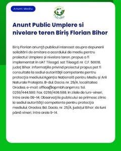 Proiectul 'Umplere și nivelare teren extravilan' titular Biriș Florian