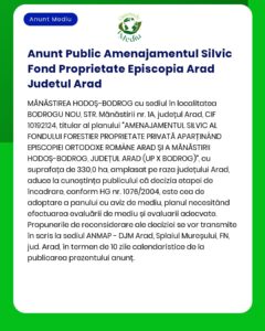 Anunt Public Amenajamentul Silvic Fond Proprietate Episcopia Arad Jude