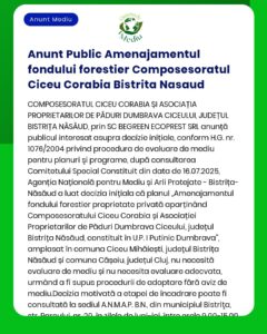 Anunt Public Amenajamentul fondului forestier Composesoratul Ciceu Cor