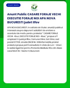 Anunt Public CASARE FORAJE VECHI EXECUTIE FORAJE NOI APA NOVA BUCUREST