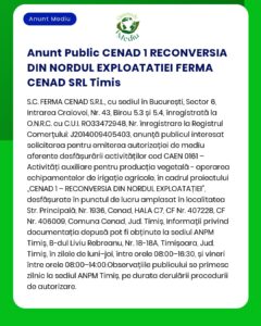 Anunt Public CENAD 1 RECONVERSIA DIN NORDUL EXPLOATATIEI FERMA CENAD S