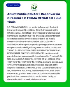 Anunt Public CENAD 5 Reconversia Ciresului S C FERMA CENAD S R L Jud T