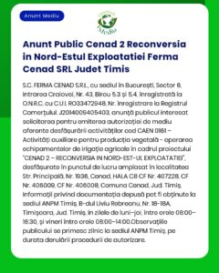 Anunt Public Cenad 2 Reconversia in Nord-Estul Exploatatiei Ferma Cena