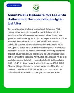 Anunt Public Elaborare PUZ Locuinta Unifamiliala Samoila Nicolae Ighiu