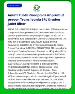 Anunt Public Groapa de imprumut precon Transilvania SRL Oradea judet B