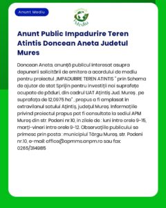 Anunt Public Impadurire Teren Atintis Doncean Aneta Judetul Mures