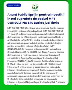 Anunt Public Sprijin pentru investitii in noi suprafete de paduri MPT