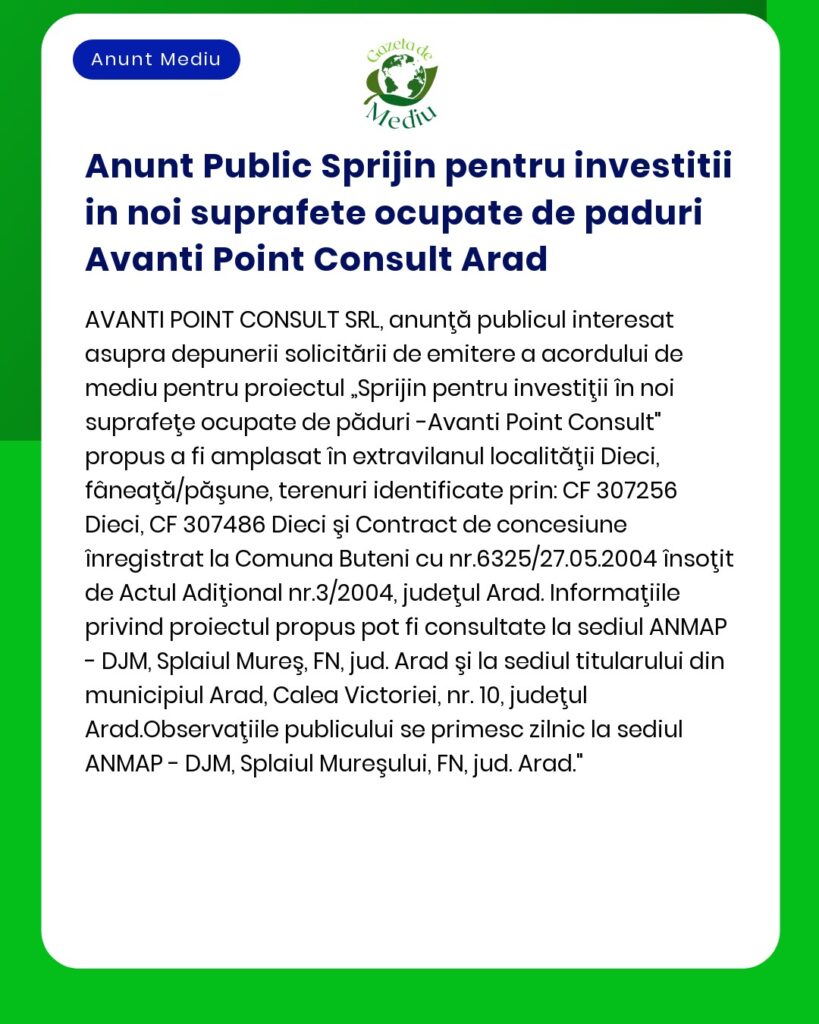Anunt Public Sprijin pentru investitii in noi suprafete ocupate de pad