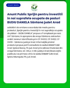 Anunt Public Sprijin pentru investitii in noi suprafete ocupate de pad