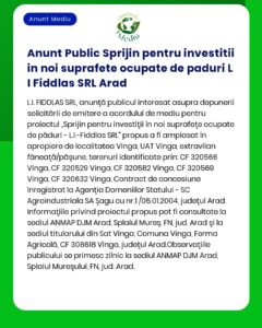 Anunt Public Sprijin pentru investitii in noi suprafete ocupate de pad