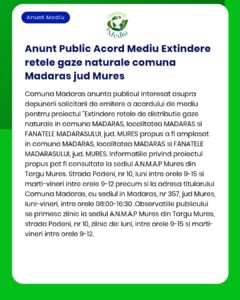 Extinderea rețelei de distribuție gaze naturale în localitatea Madaras județul Mureș