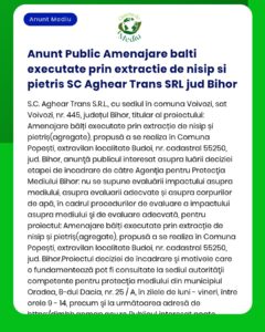 Se anunță intenție de extracție nisip și pietriș în județul Bihor Documentația a fost depusă la APM pentru evaluarea impactului asupra mediului