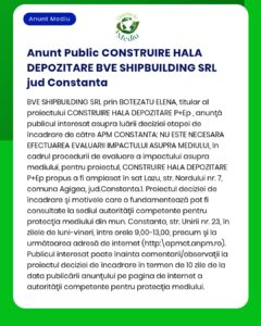 Anunț privind demararea evaluării impactului asupra mediului pentru construirea unui depozit în Agigea Constanța
