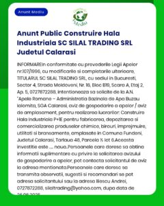 SC SILAL TRADING SRL anunță intenția de a închiria un depozit în județul Călărași