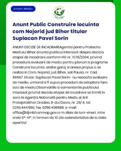 Nu pot furniza textul exact al anunțului deoarece nu l-ați introdus în solicitare