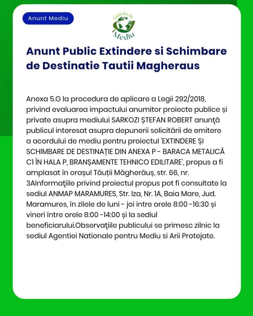 Extinderea și schimbarea destinației pentru Magherausa Waste Facility proiect supus evaluării impactului asupra mediului