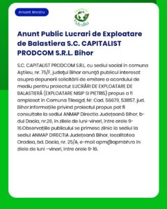 Proiect exploatare nisip si pietris propus in localitatea Tileagd judetul Bihor