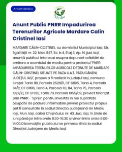 Plantare arbori pe teren agricol titular Isai Calin Cristinel județul Iași amplasament tarlaua 44 parcela 1733/1 tarlaua 44 parcela 1735 tarlaua 47 parcela 2057 Solicitare acord APM
