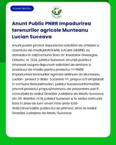 Depunerea cererilor de finanțare prin PNRR pentru terenuri agricole în județul Suceava