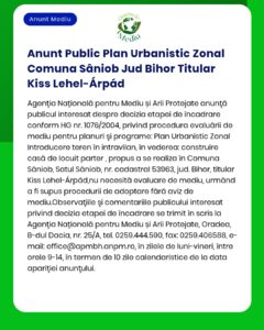 APM anunță elaborarea unui plan urbanistic zonal în Sânioab Bihor