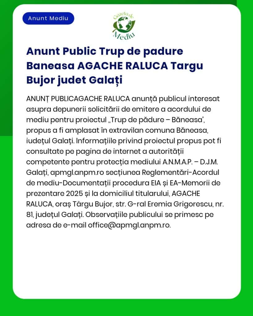 Nu pot reda conținutul solicitat deoarece textul exact al anunțului nu a fost furnizat