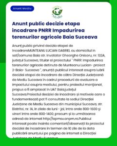 Decizia privind finanțarea prin PNRR pentru împădurirea terenurilor agricole în județul Suceava