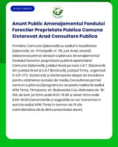Anunt Public Amenajamentul Fondului Forestier Proprietate Publica Comu