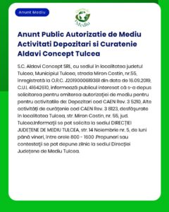 Anunt Public Autorizatie de Mediu Activitati Depozitari si Curatenie A