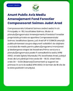 Anunt Public Aviz Mediu Amenajament Fond Forestier Composesorat Soimos