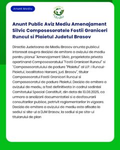 Anunt Public Aviz Mediu Amenajament Silvic Composesoratele Fostii Gran