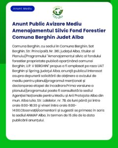 Anunt Public Avizare Mediu Amenajamentul Silvic Fond Forestier Comuna