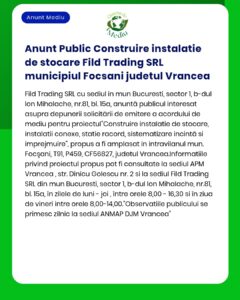 Anunt Public Construire instalatie de stocare Fild Trading SRL municip