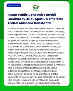 Anunt Public Construire Imobil Locuinte P2 4E cu Spatiu Comercial Andr
