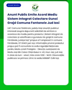 Anunt Public Emite Acord Mediu Sistem Integrat Colectare Gunoi Grajd C