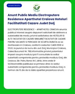 Anunt Public Mediu Electroputere Residence Aparthotel Craiova Hoteluri