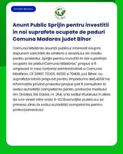 Anunt Public Sprijin pentru investitii in noi suprafete ocupate de pad