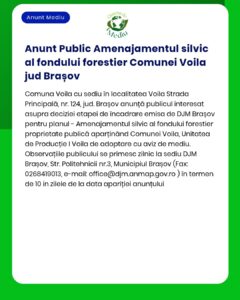 Anunț privind planul de management forestier pentru Voila Brașov