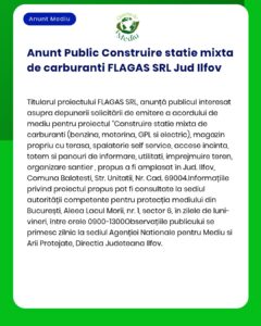 Se propune realizarea unei stații de distribuție carburanți tip mixt în Ilfov Documentația necesară a fost depusă la APM